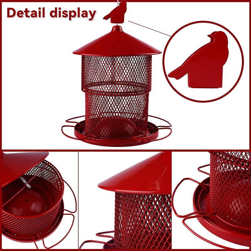 Retractable Outdoor Hanging Metal Bird Feeder Squirrel Proof Full Iron Large Wild Birds Seed Feeders for Garden Yard Outside
