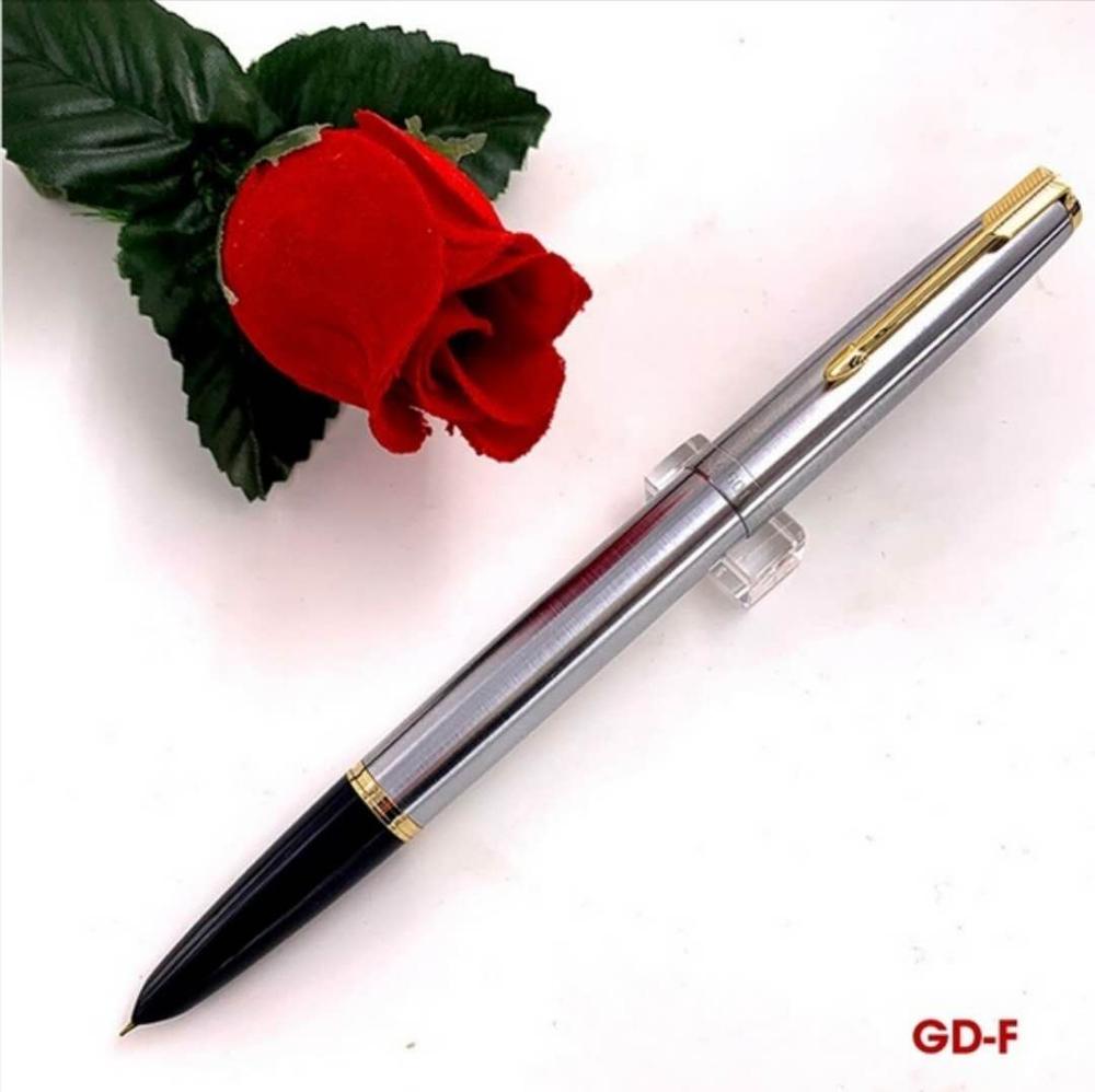 Wing Sung 601 Vacumatic Vulpen Stalen Inkt Pen Zuiger Soort Fijne Nib Gouden/Zilveren Clip Briefpapier Kantoor School levert Pen