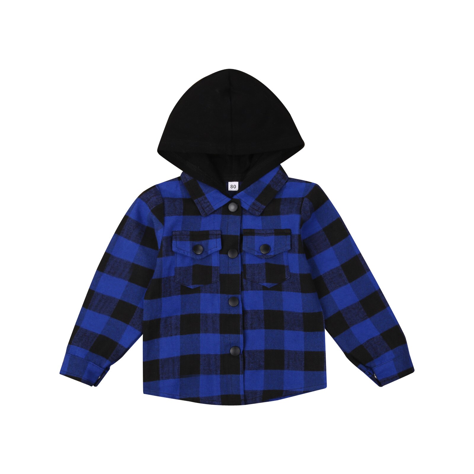 Automne enfants garçons veste hauts Plaid imprimer à manches longues simple boutonnage à capuche manteau 4 couleurs: D / 6-12 Months