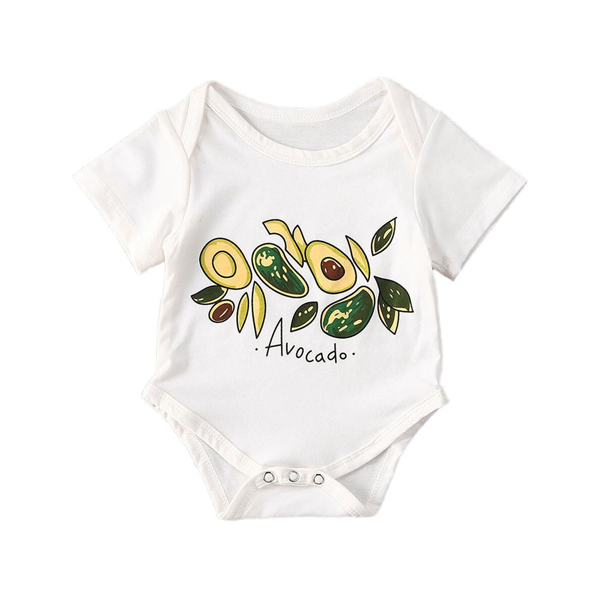Neugeborenen Baby Mädchen Sommer lässig Lustige Avocado Gedruckt Kurzarm Karosserie Kleidung 0-24M: E / 24M