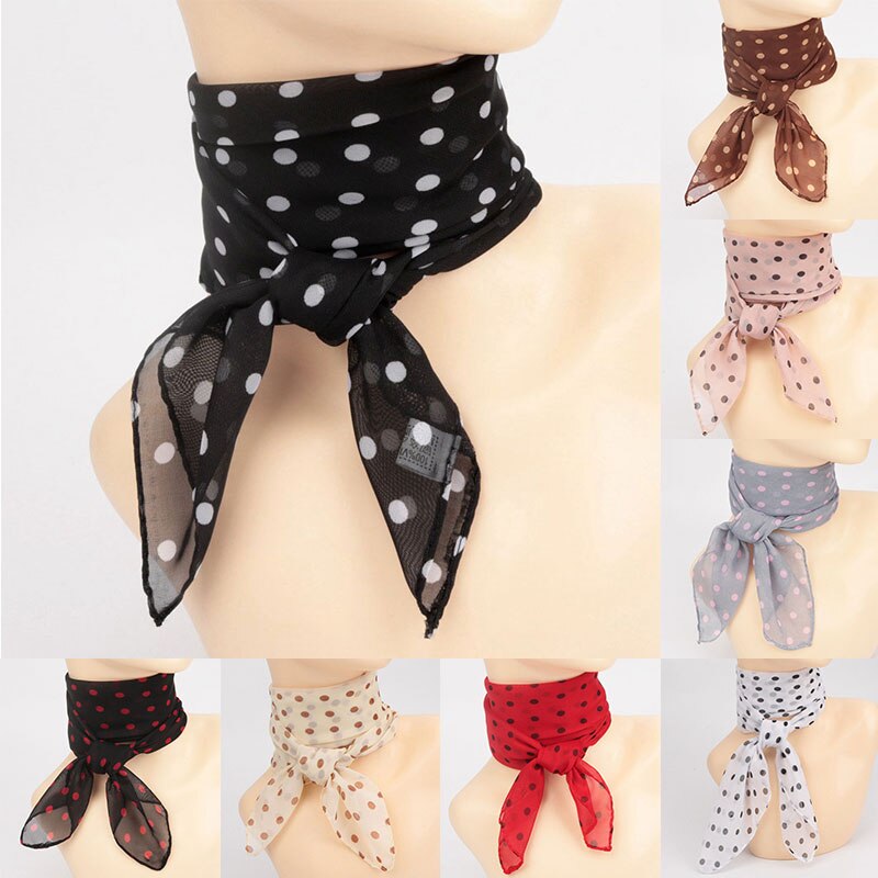 Foulard en mousseline de soie 65x65cm, carré, à pois, à la , pour femmes, châles, cravates, bandes, châles
