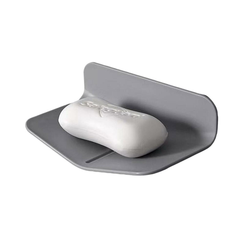 V-shaped Bathroom Soap Basin Wall Mounted Soap Rack Soap Box For Shower Soap Dishes Bathroom Sponge Dish Accessories: gray