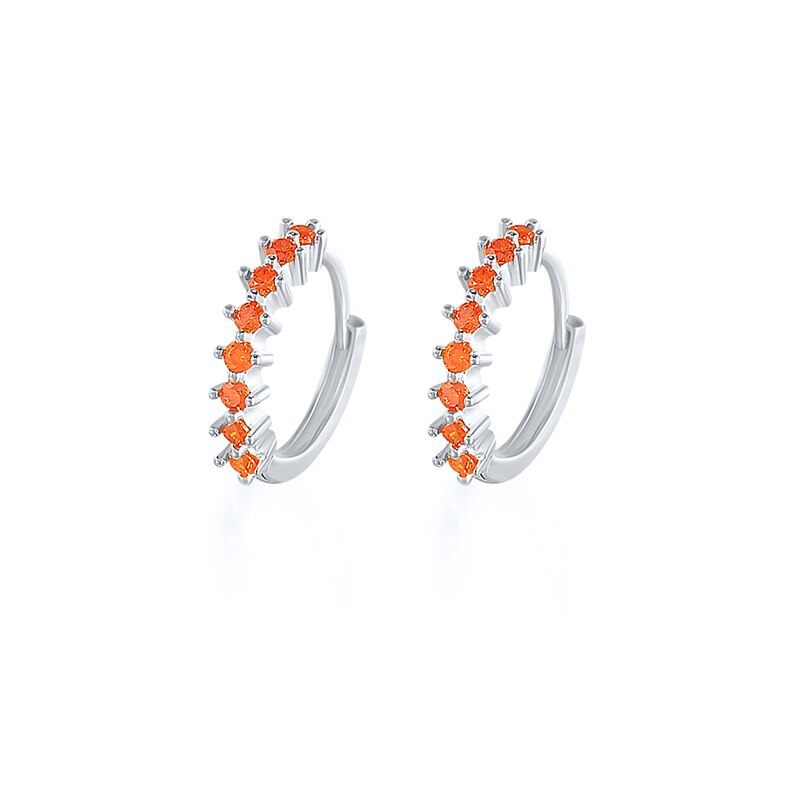 Roxi cirkel runde øreringe til kvinder lilla sort orange zirkon krystaller forlovelse bryllup øreringe sølv 925 smykker aros: Orange sten sølv
