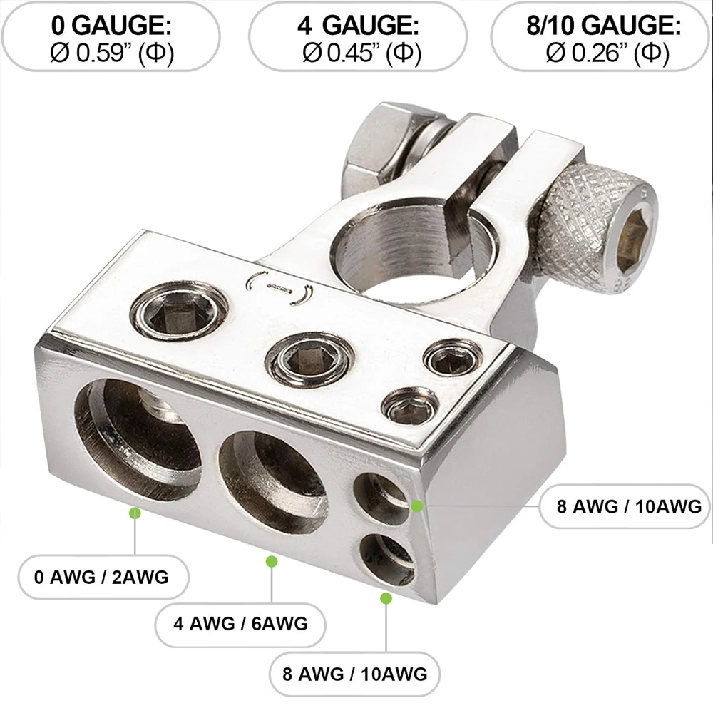 1 Paar Auto-Batterie-Anschlussklemmen-einstellen, 2/4/8/10 AWG, Auto-Audio-, positiv Negativ Batterie-Pfostenklemme mit transparenten Abdeckungen, Unterlegscheiben