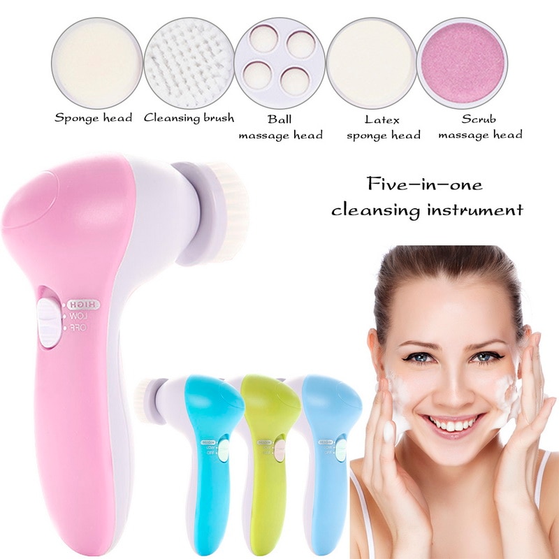 Gezicht Massager 5 In 1 Elektrische Wassen Gezicht Machine Facial Pore Cleaner Body Reiniging Massage Mini Skin Beauty Massager Brush