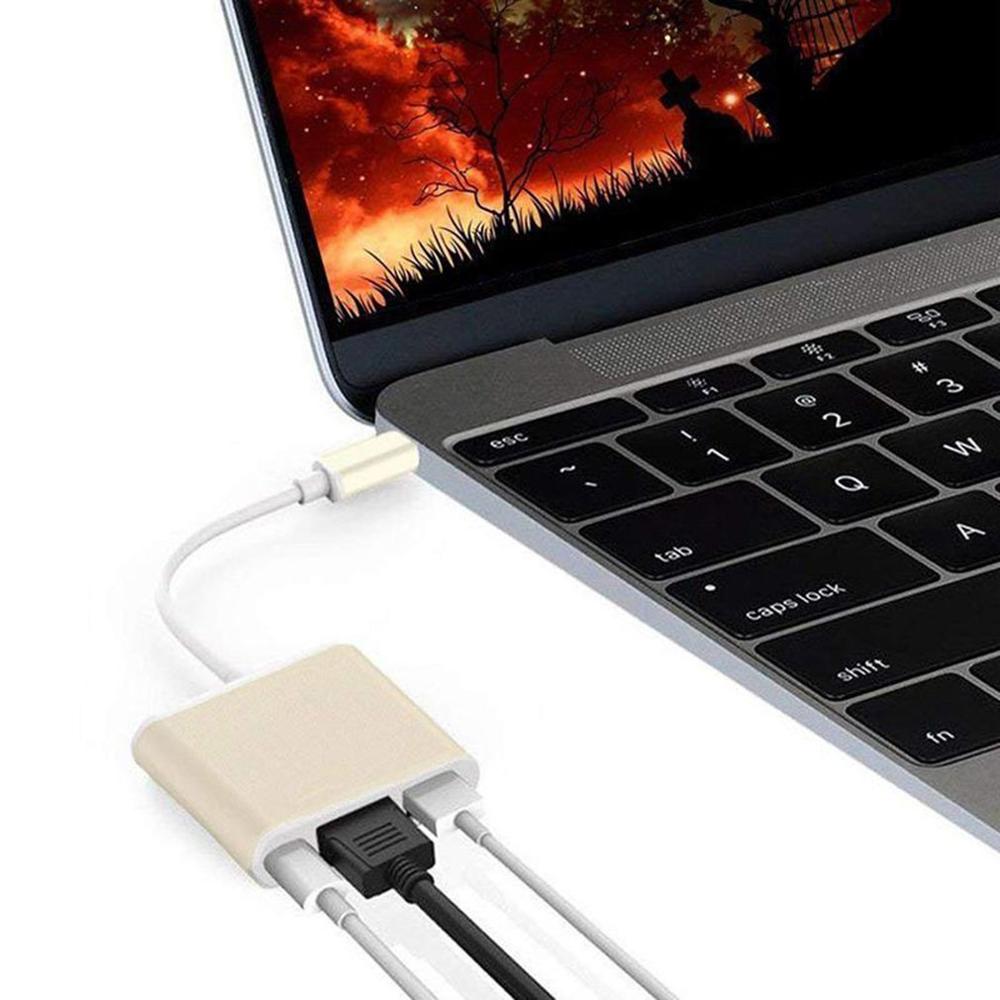 USB-C Hub 3-in-1 Adapter - HDMI 4K@60Hz, USB 3.1 Type-C to HDMI for Apple Macbook
