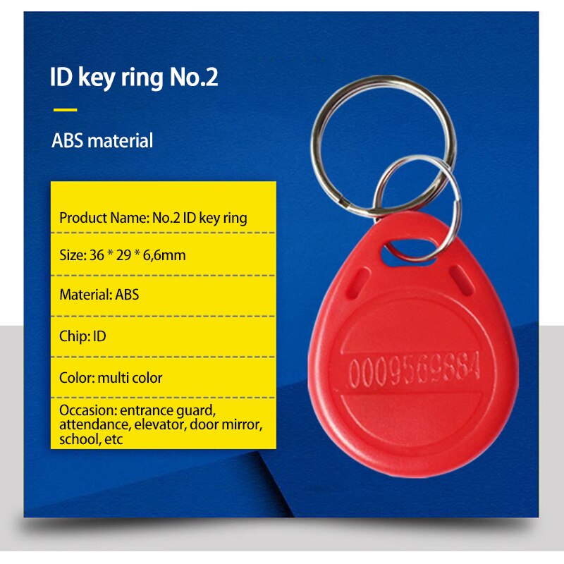 100pcs RFID Tag Access Control Card No.2 ID Keychain Community Access Card 125KHz Proximity Key Fob Access Control Smart Card
