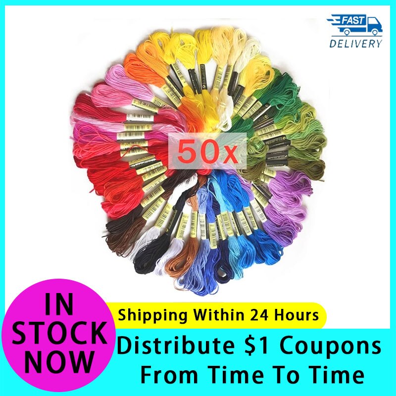 50pcs Cross Stitch Thread Anchor Similar Dmc Embroidery Floss Cross Stitch Cotton Embroidery Thread Floss Sewing Skeins Craft