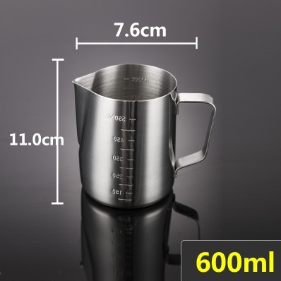 Rvs Opschuimen Werper Pull Bloem Cup Melk Opschuimen Jug Espresso Koffie Pitcher Barista Craft Koffie Latte Melk Mokken: 600ml  Scale mark