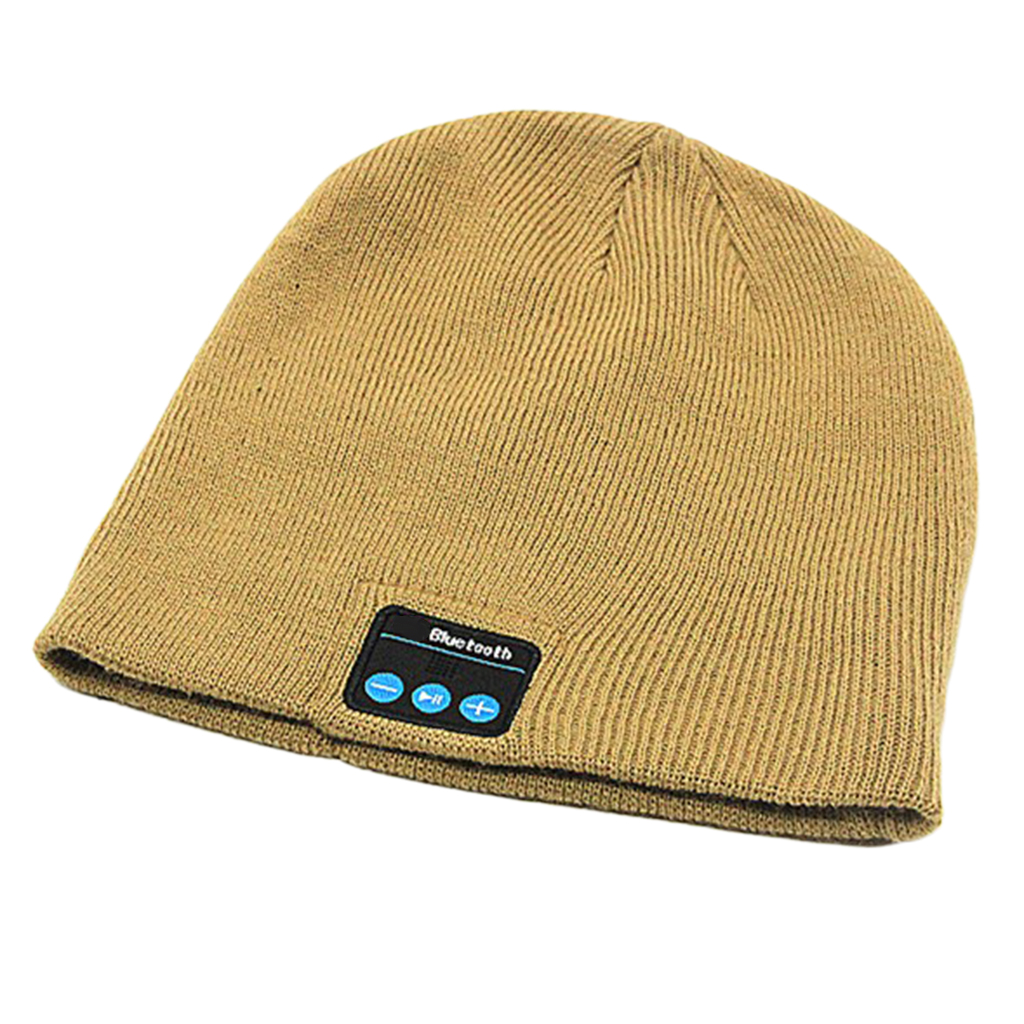 Vinter bluetooth beanie hat headset trådløs hovedtelefon beanie højttalertelefon hætte: Brun