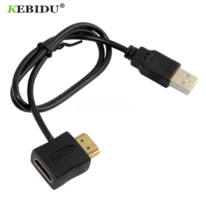 Kebidu Hdmi-Compatibel Male Naar Usb 2.0 Female Power Adapter Aansluiten Draad 0.5 Cord Converter 50Cm Charger Power supply Kabel