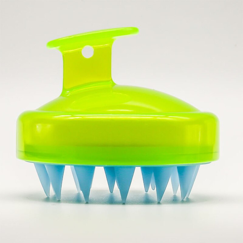 1 pièces Silicone cuir chevelu brosse de Massage couleur unie portable shampooing Massage peigne brosse multifonctionnel salle de bain accessoires: transparent green