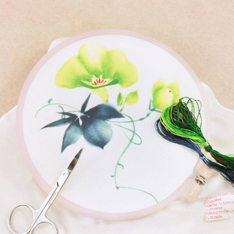 DIY Chinese Silk Suzhou Embroidery Kit with Hoop Flower Printed Pattern Needlework Kit Handkerchief Handmade Sewing Art Craft: 9
