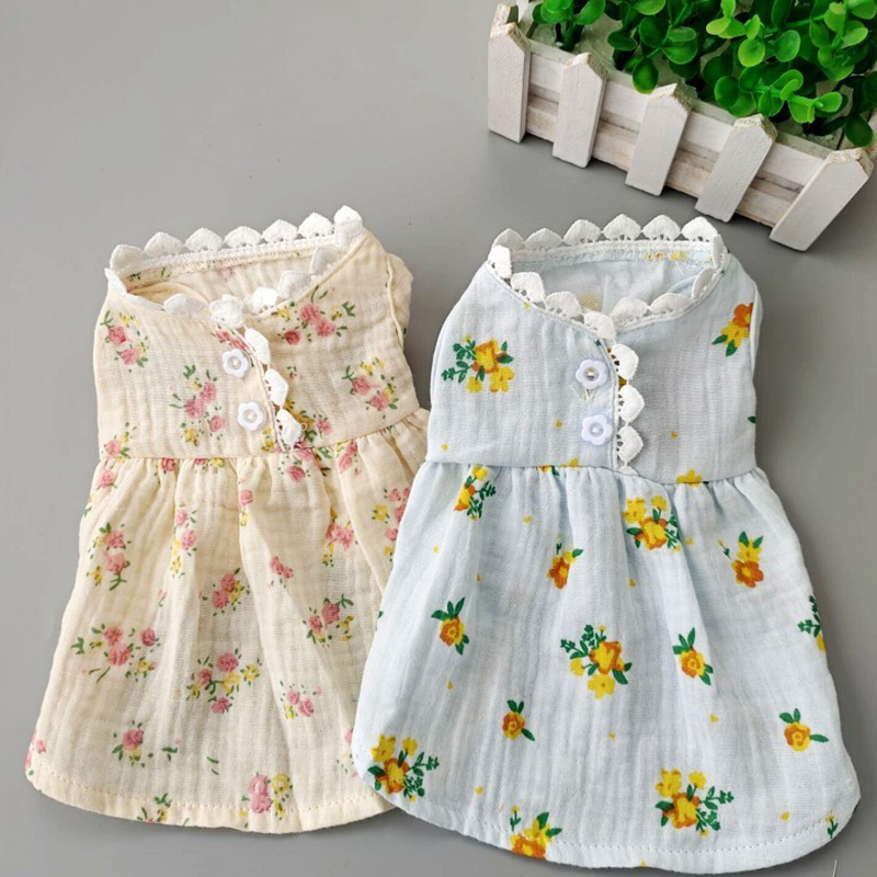 Vestido para perro, prenda para cachorro, vestido de princesa para Chihuahua, ropa con estampado de flores, falda pequeña Floral para perro