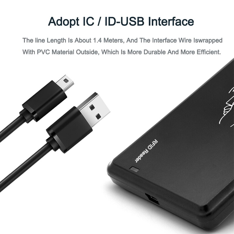 Eseye RFID USB EM4100 125 khz RFID EM ID Reader Gevoeligheid Proximity Smart Card Reader Ondersteuning Window Systeem USB RFID reader