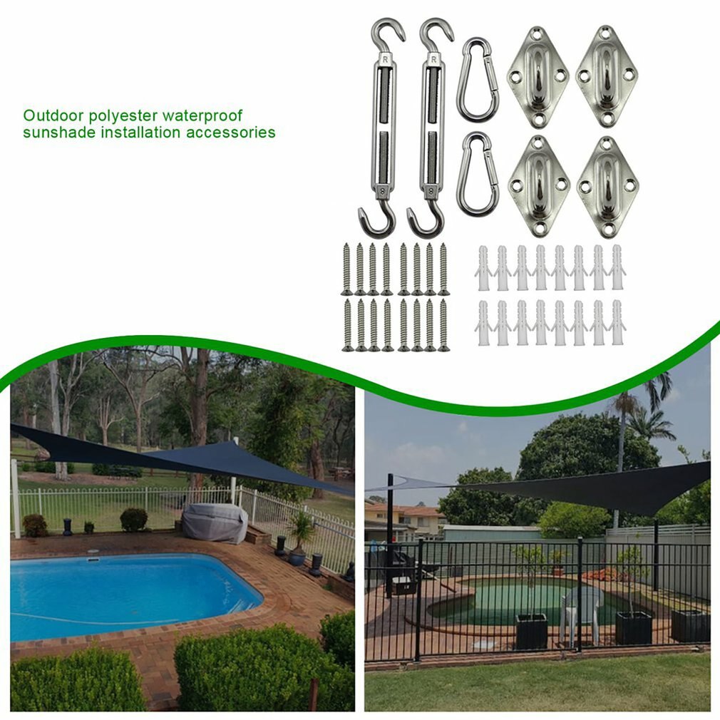 Tensioning Screws Snap Hooks Wall Bracket Awning Attachment Set Kit Privacy Screen Assembly Material Complete Set