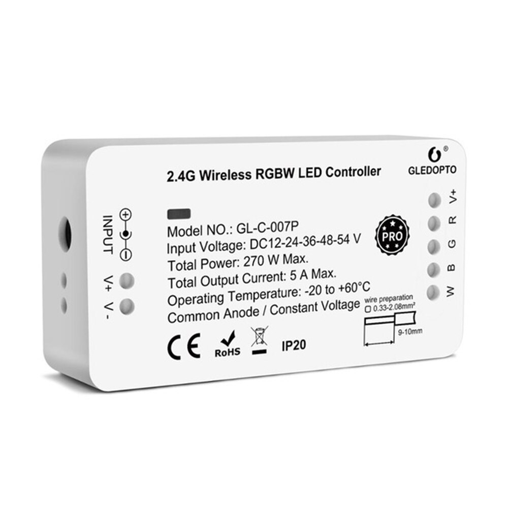 GLEDOPTO Zigbee Smart RGBCCT LED Controller Dimmer Pro Echo Plus Zigbee 3,0 Gateway Fernbedienung 24V 12V WW/CW RGBW Controller: RGBW Controller Pro