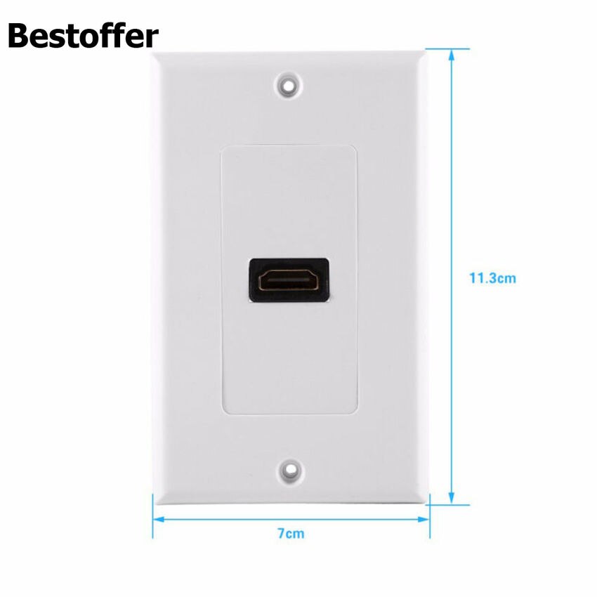 1-Port HDMI Wall Face Plate Panel Cover Outlet Extender 3D 1080P White