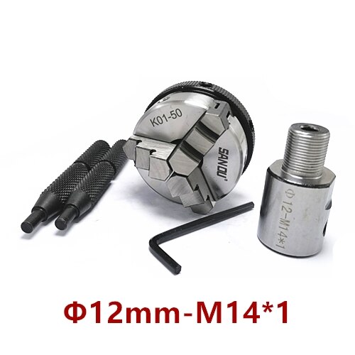 Sanou K01-50 chuck 50mm 2" LATHE Chuck three Jaw Manual mini Self-Centering Chuck Connecting rod Connector for CNC M14 adapter: K01-50-12mm