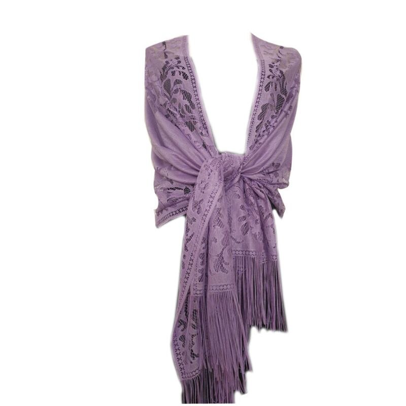 Écharpe Châle Années 1920 Dentelle Crochet Frangé Glands - Cape Soirée Mariage Vintage Élégante