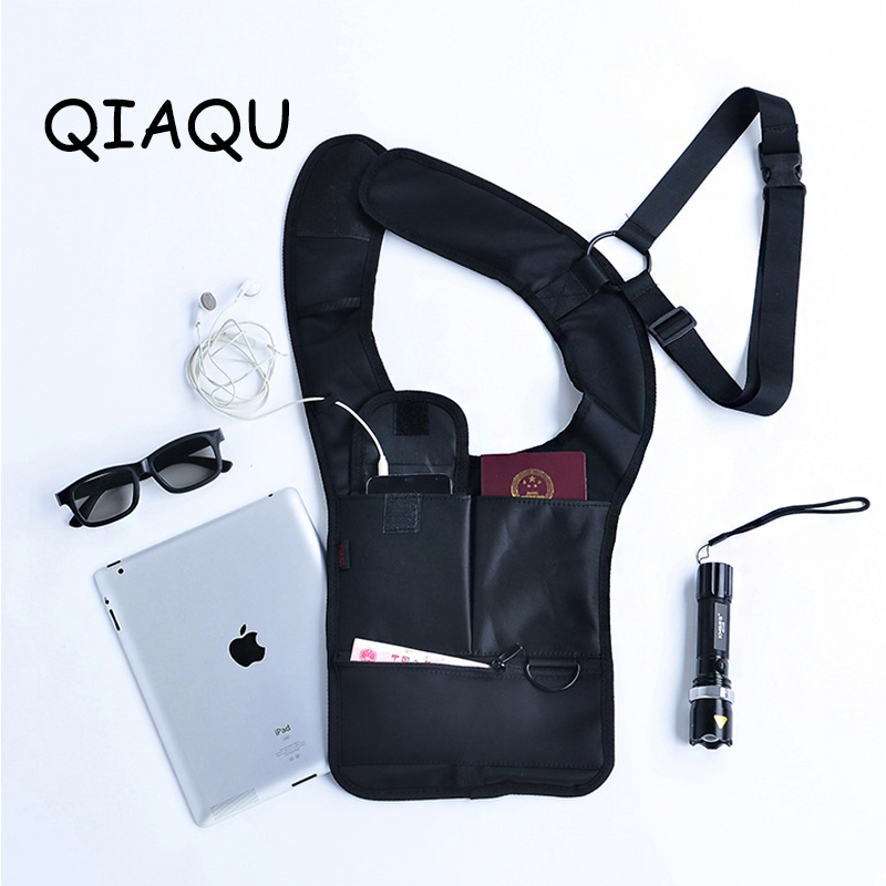 Qiaqu Oksel Strap Verborgen Schoudertas Anti-Diefstal Multi Zakken Verstelbare Security Holster Reizen Secret Service Agent Rugzak