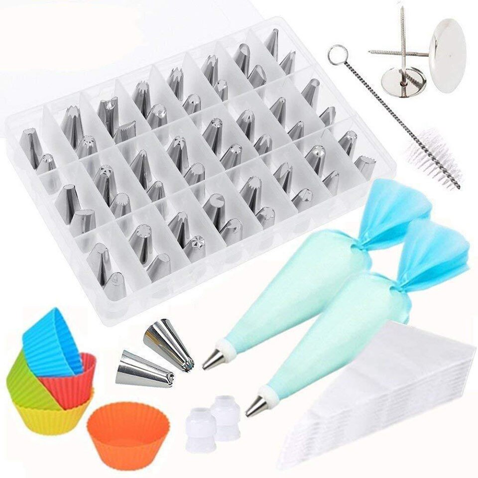 73Pcs Cake Decoration Tools Kit Cake Icing Tips Guide Piping Bag Muffin Cups Frosting Pastry Bags: Default Title