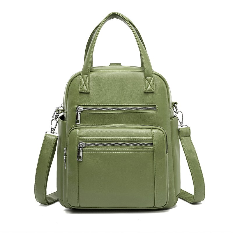 Chuwanglin damen rucksack PU leder frische multifunktionale casual tasche große kapazität student tasche Mochilas A50407: green