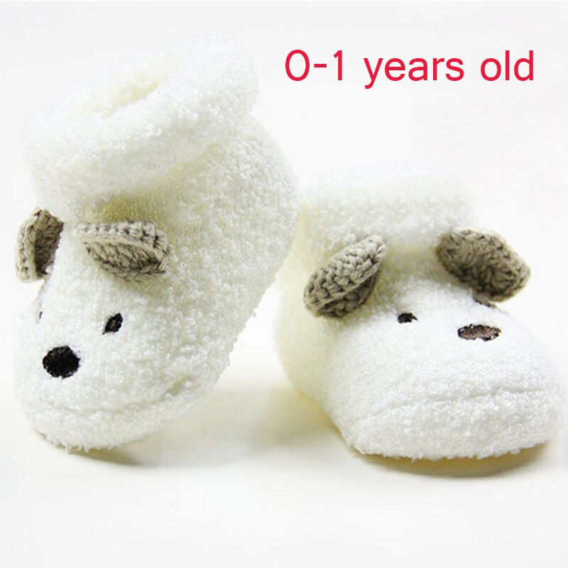 Leuke Baby Sokken Cartoon Dieren Peuter Jongens Meisjes Sokken Herfst Winter Warm Anti Slip Vloer Sok Badstof Handdoek Sokken: 0-1Y white
