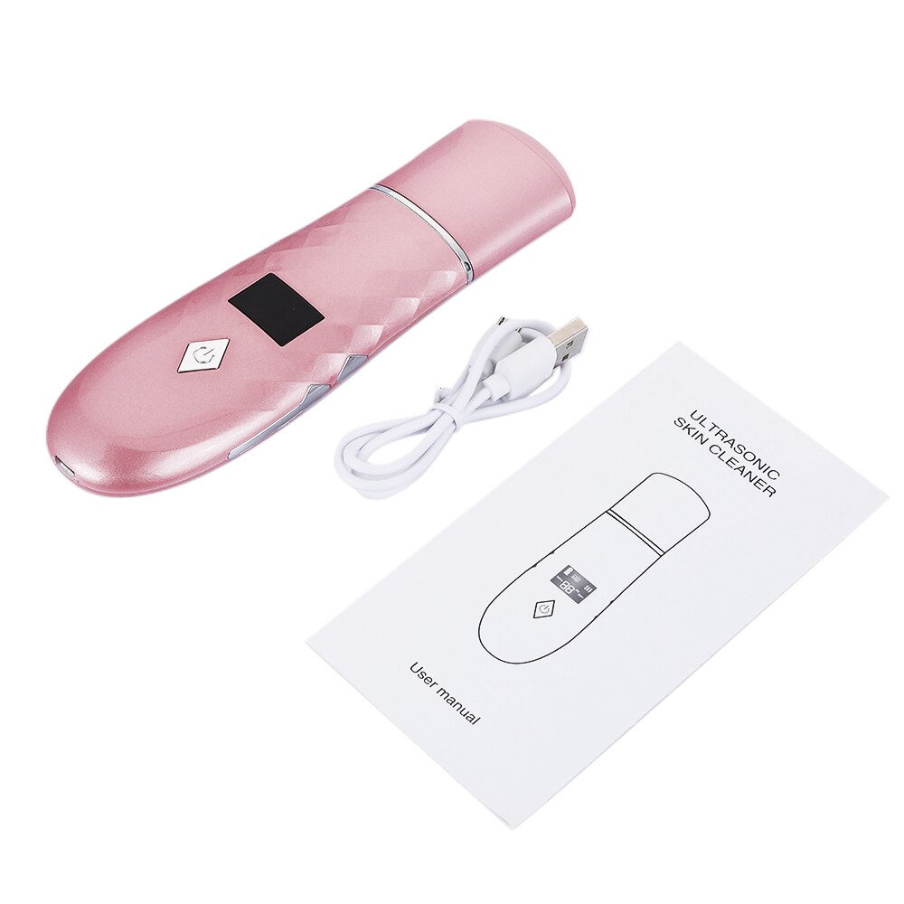 Ultrasone Huid Scrubber Warmer Gezichtsreiniger Vuil Mee-eter Verwijderen Verminderen Rimpels Vlekken Gezicht Whitening Lifting Machine: Pink without Box