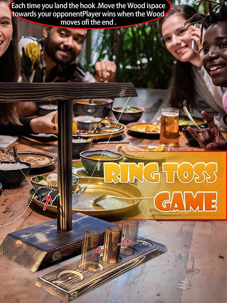 40cm Wooden Ring Throwing Bimini Game Bar Home Desktop Throwing Ring Hook Ring Game