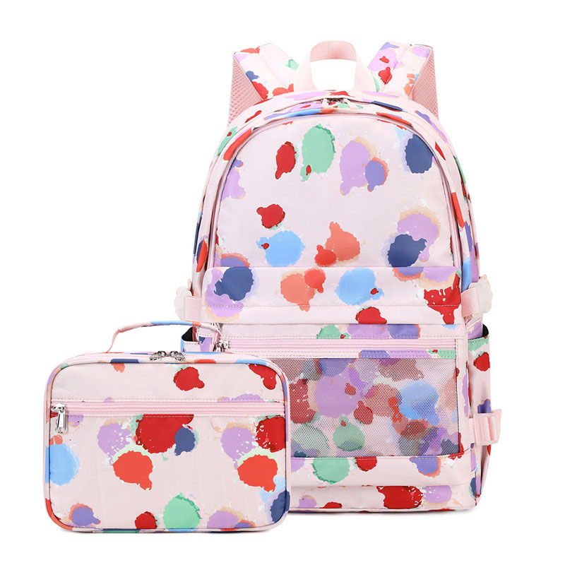 Colorful Printed Middle High School Bag Backpacks for Women Teenager Girls 2022 Waterproof 15.6 Laptop Schoolbag Backpack Female: Pink color