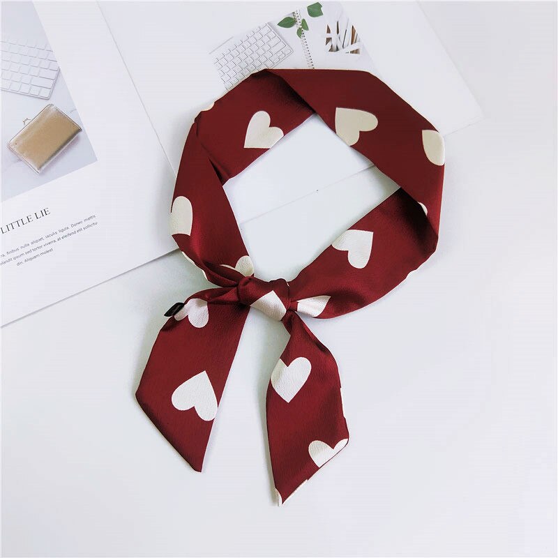 Hart Print Hoofd Scraf Das Sjaal Vrouwen Lange Skinny Chiffon Zak Haar Sjaals Voor Dames foulard Femme: COLOR 4