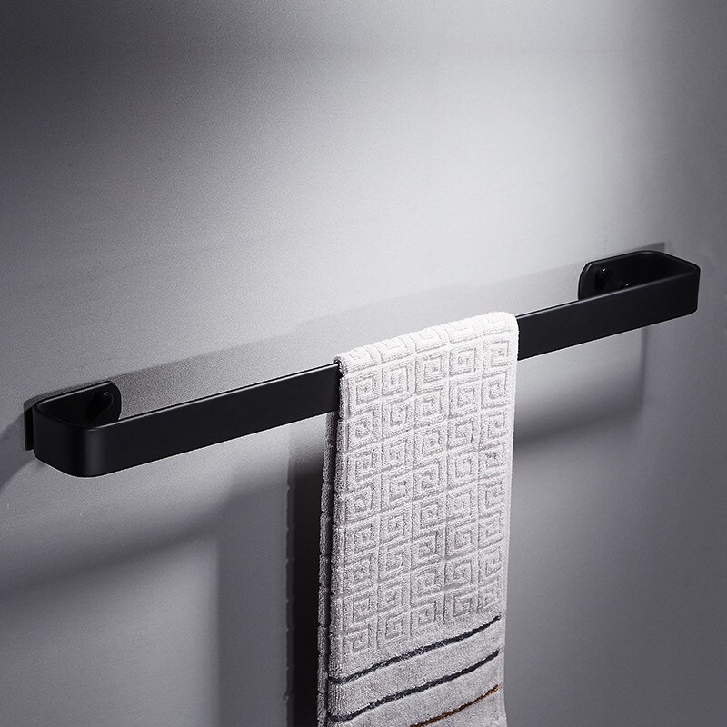 Massief Aluminium Zwart Badkamer Handdoek Bars Enkele Handdoekenrek Badkamer Wandmontage Handdoekhouder Badkamer Accessoires 20-60 Cm