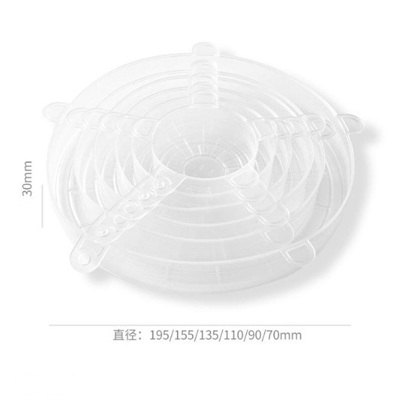 6 pçs silicone tampas de estiramento universal silicone envoltório de alimentos tigela pote tampa de silicone pan cozinhar acessórios da cozinha