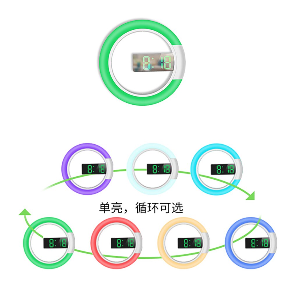 LED mirror hollow wall clock multifunctional clock home thermometer digital alarm clock