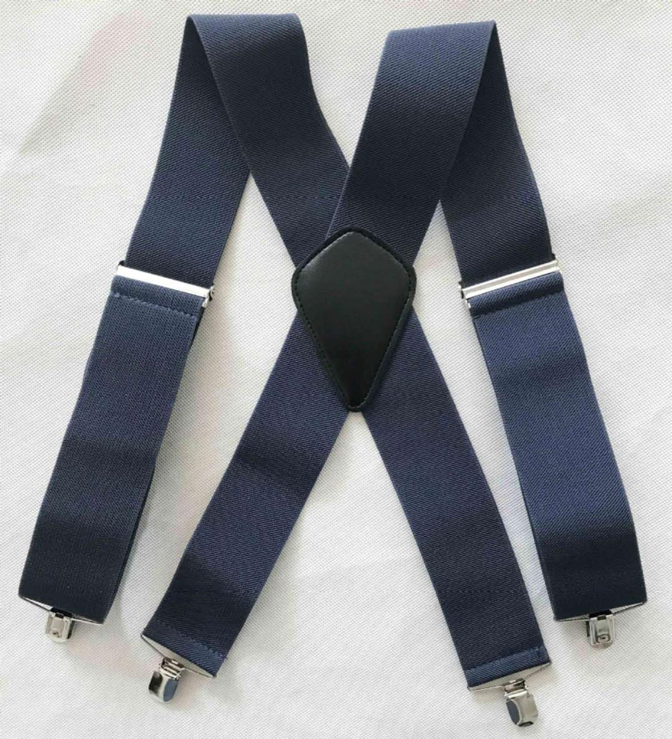 Hängslen herrhängslen för kvinnor jeans byxor byxa med clip-on hängslen elastiska hängslen: Mörkgrå