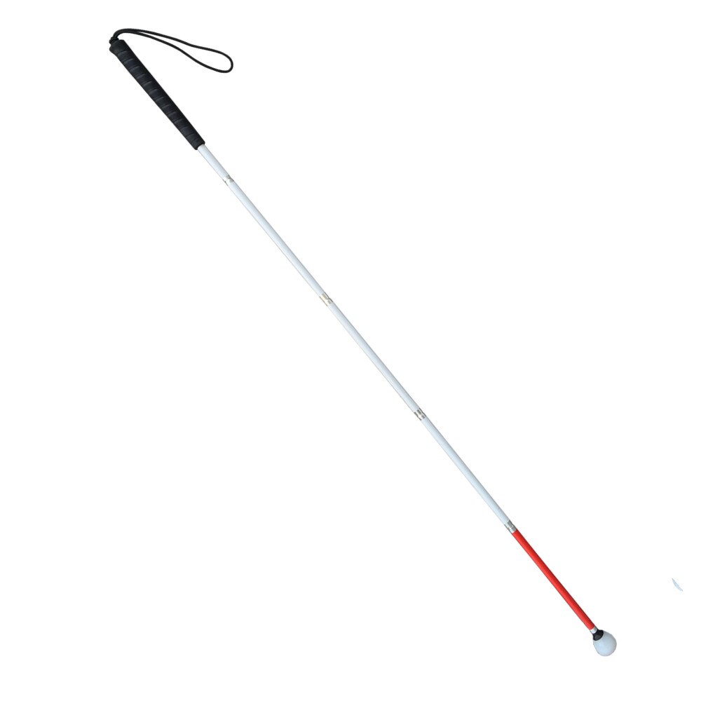 5-Section Aluminum Blind Cane,Reflective Red, Folding Walking Stick for Blind People ( Black Handle)