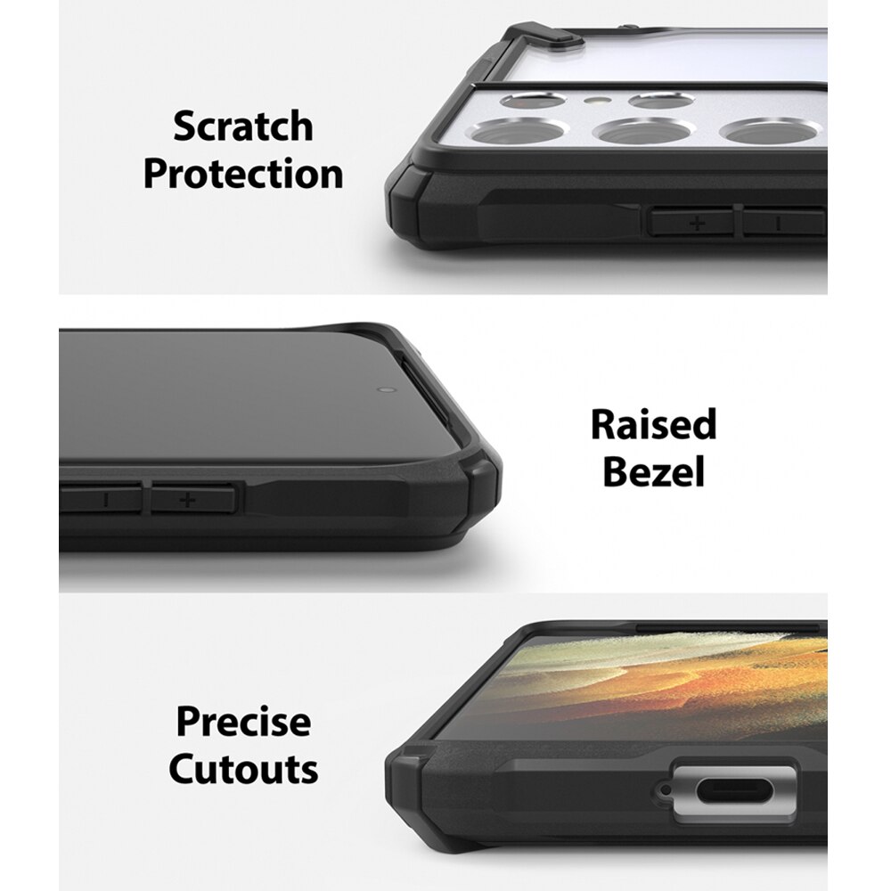 Ringke-funda Fusion X para Galaxy S21, Ultra transparente, trasera, Flexible, marco de TPU, híbrida, antigolpes, con agujero de patio