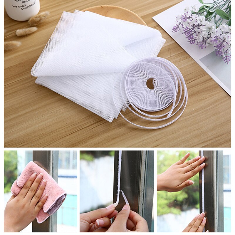 Flying Curtain Insect Netting Mesh Self-adhesive Windows Fly Screen Insect Mosquito Repellent for Roof Windows 130x150cm