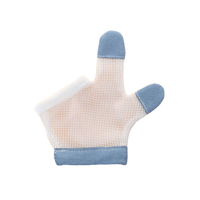 1 paar freundlicher Kleinkind Anti Beißen essen Hand Schutz Handschuhe Baby Verhindern Biss Finger NäGel Handschuh Für tapsen freundlicher Harmlos einstellen: Blau zwei Finger L