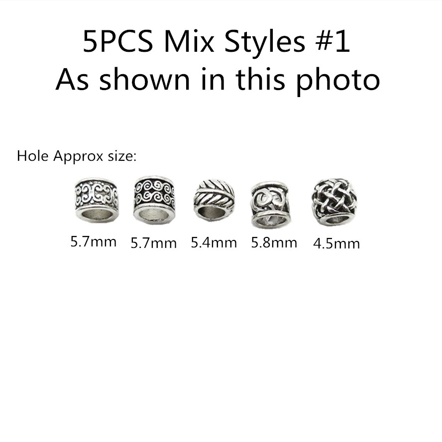 5Stck Antike silber Haar flechten Dreadlock Perlen ringe rohr Wikinger Rune Bart perlen DIY Haar Styling Zubehör