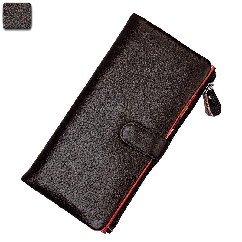 Slikfarvet kvinders læder tegnebog kort lidt mere tegnebog clutch taske: 3595 kaffe