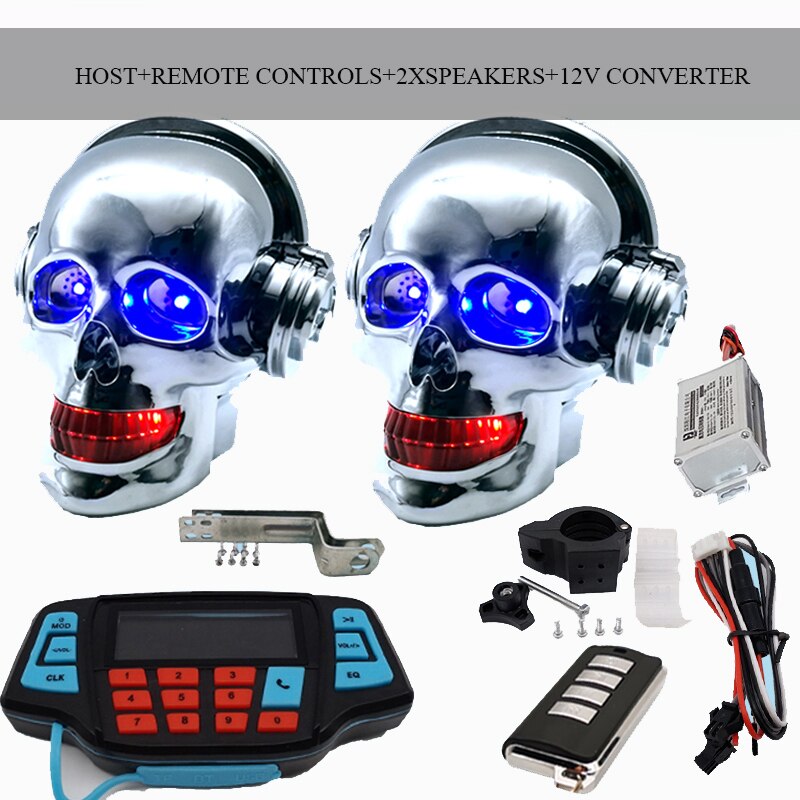 Motorcycle skull loudspeaker With Bluetooth MP3 waterproof Subwoofer Mobile phone call vehicle Electric vehicle Anti theft Color