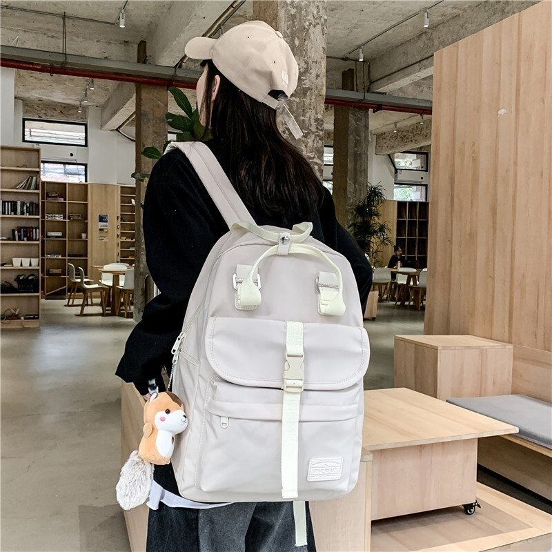 Nylon Wasserdichte Frauen Rucksack Kawaii schule taschen für Teenager mädchen Mit Niedlichen anhänger