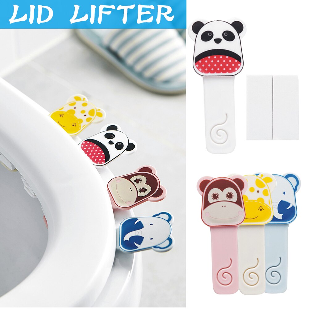 Mignon dessin animé toilette couverture dispositif de levage salle de bain couvercle poignée autocollant siège sanitaire accessoires J2Y