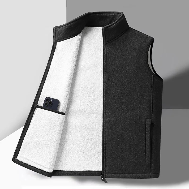 Gilet doublé polaire pour hommes, vêtements de papa décontractés, chauds, vêtements d'extérieur d'automne et d'hiver, coupe ample, veste confortable en mousse à particules