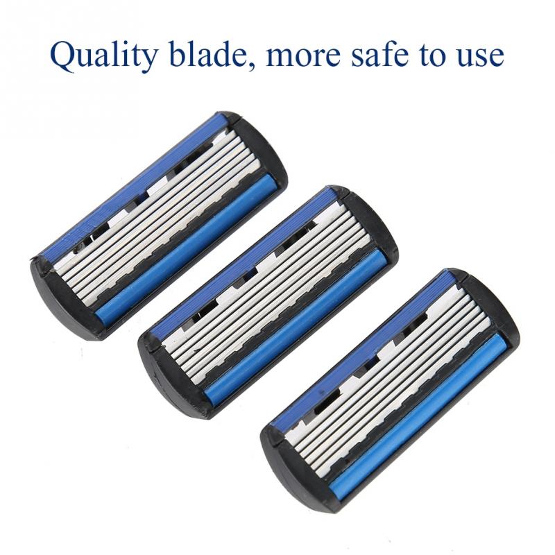 Razor Handle + 6pcs Six-layer Blade Razor Head Male Face Cleansing Care Tool