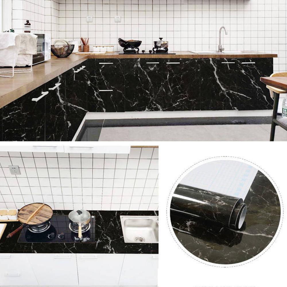 3m og 5m/ ruller selvklæbende marmor vinyl anti lampe sort tapet møbler dekorative vandtætte køkken backsplash klistermærker