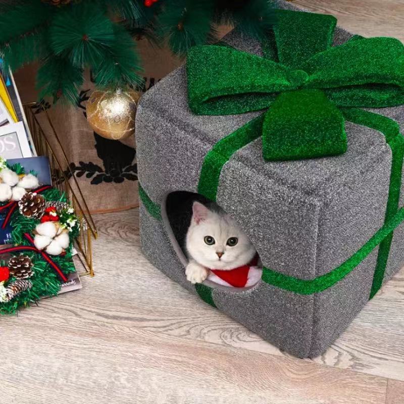 The Latest Pet Christmas Box Cat House Cat House Cat House Closed Cat House Four Seasons Warm Dog House