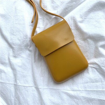 Mara's Dream Solid Color Women's Bag Shoulder Messenger Wild Simple Pu Leather Flip Vertical Small Square Bag: AYellow